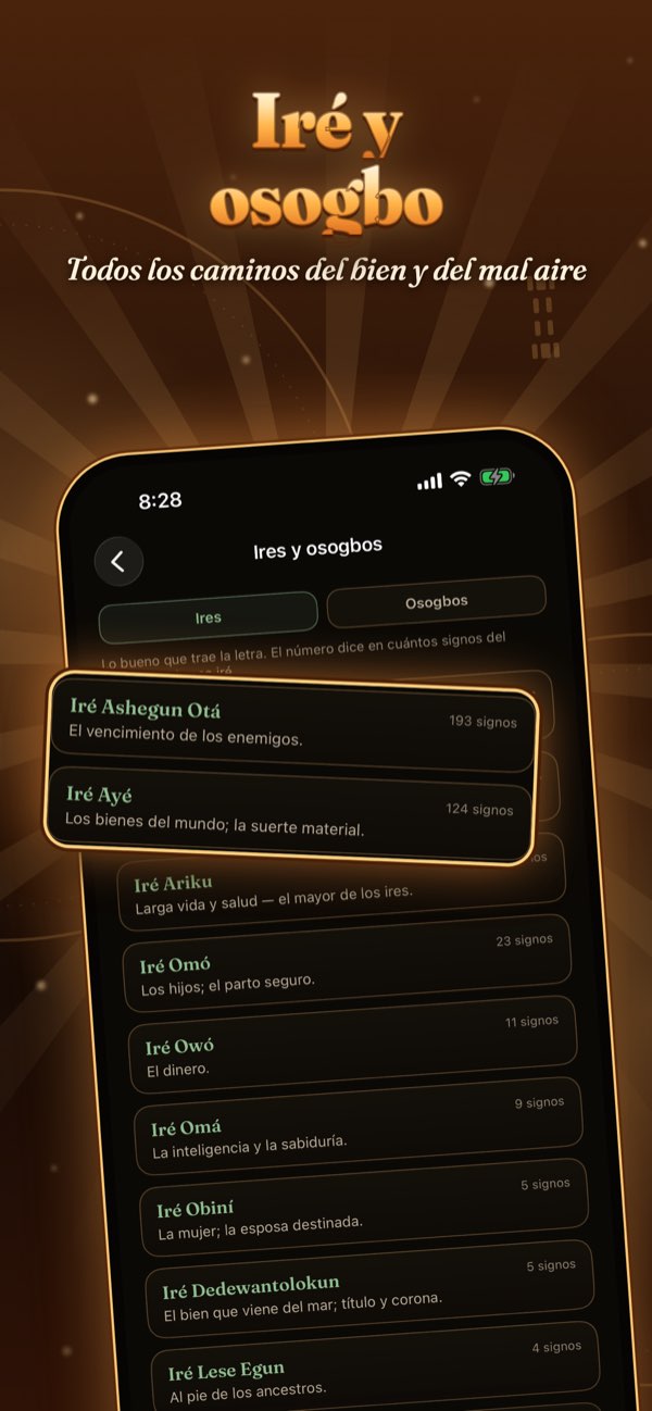 Iré y osogbo: los caminos del bien y del mal aire de un signo, en la app.