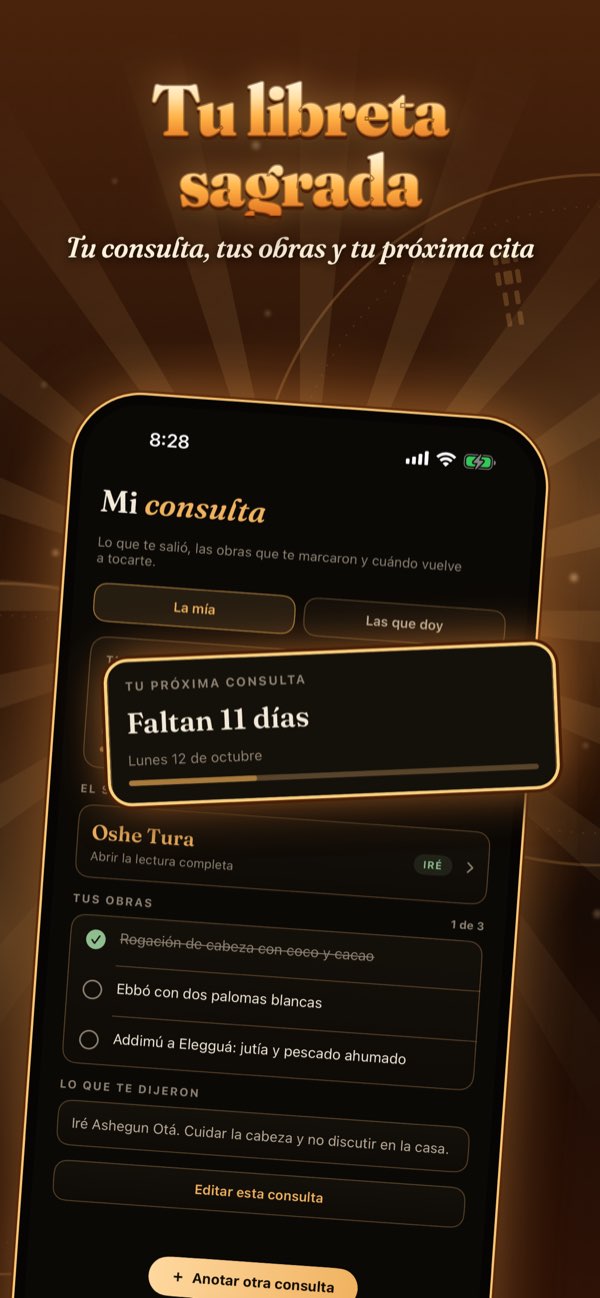 Tu libreta sagrada: tu consulta, tus obras y los días que faltan para tu próxima cita, en la app.