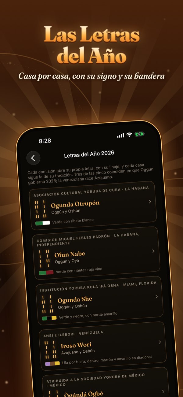 Las Letras del Año en la app: casa por casa, con su signo y su bandera.